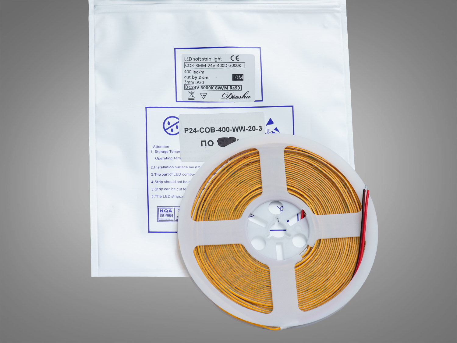 Світлодіодна стрічка COB 24В 3мм 12Втм 1200лм IP20 тепла