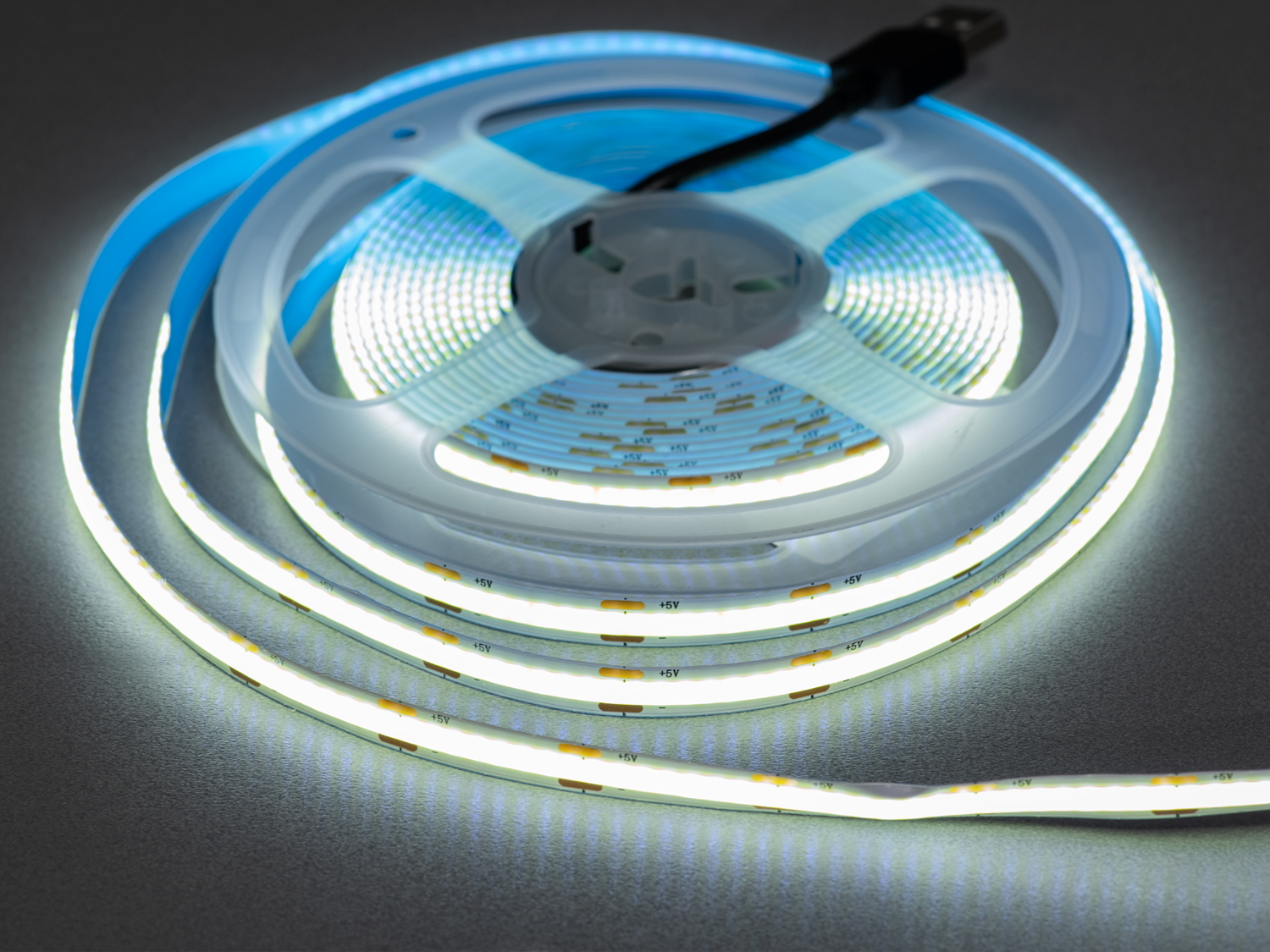 COB LED стрічка 5В з USB, 320 діодів на метр, 8мм, холодний