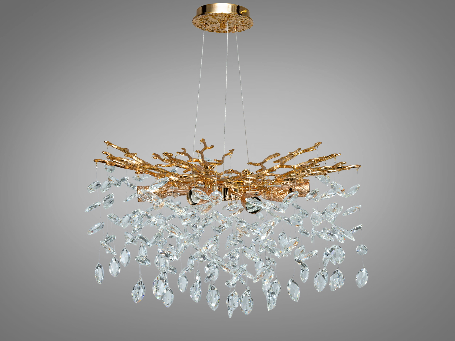 Підвісна кришталева люстра золото 4xE14 8 м²