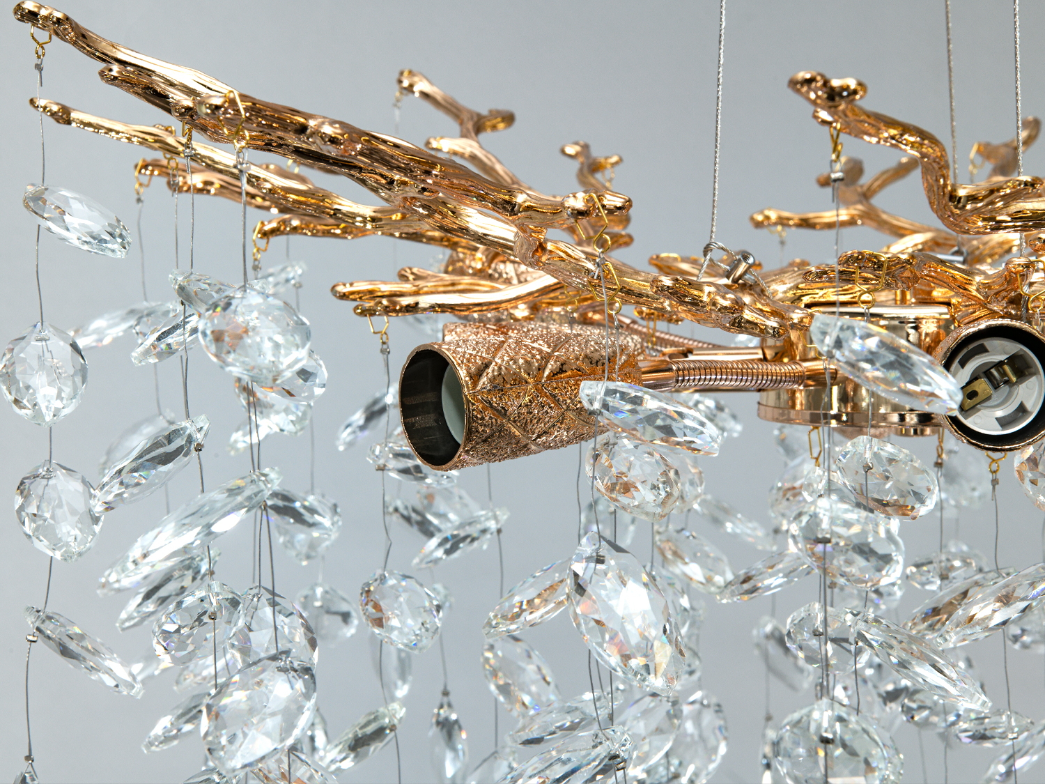 Підвісна кришталева люстра золото 4xE14 8 м²