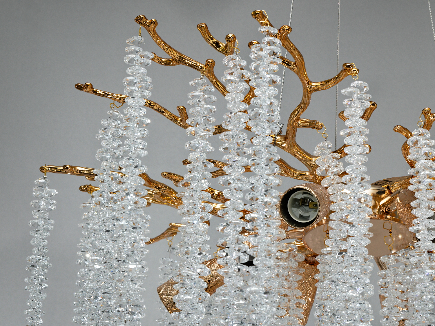 Підвісна кришталева люстра Гліцинія золото 8xE14