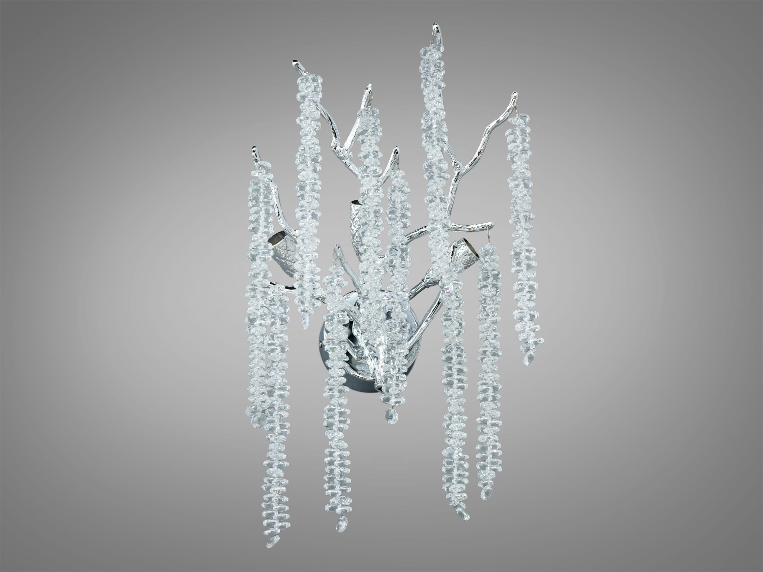 Настінне бра Diasha «Гліцинія» у хромі з 3 патронами G9 та кришталевими підвісками. Регульована алюмінієва основа, керування настінним вимикачем. VASMAR 58851. Для вітальні, спальні, холу.