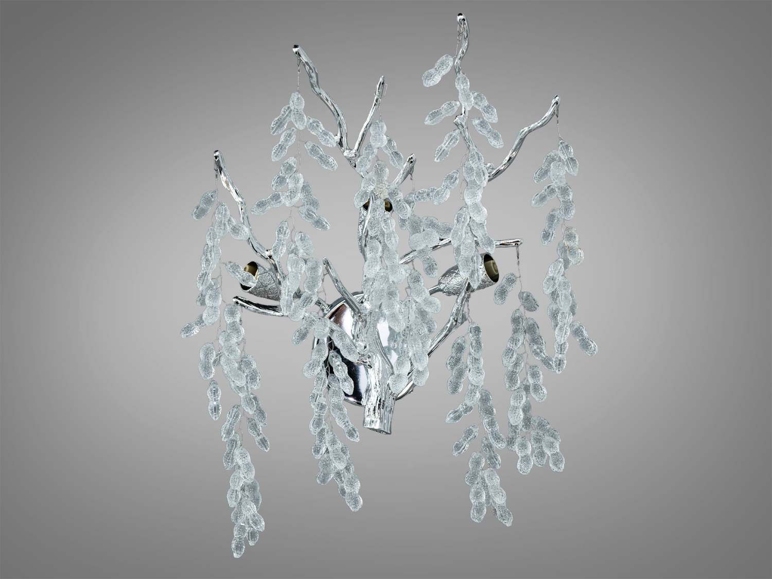 Настінне бра Diasha «Гліцинія» хром з кришталевими підвісками та 3xG9. Регульована композиція з алюмінію, керування від настінного вимикача. Для вітальні, спальні, холу.