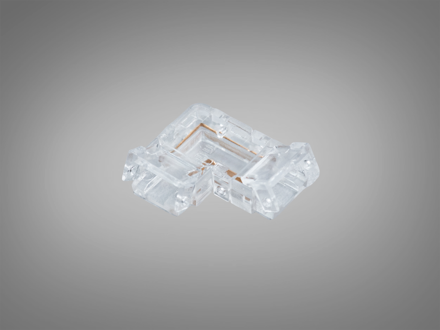 Прозорий конектор для світлодіодної стрічки, підходить для з′єднання в лінію. Використовується для створення безперервних світлових ефектів.