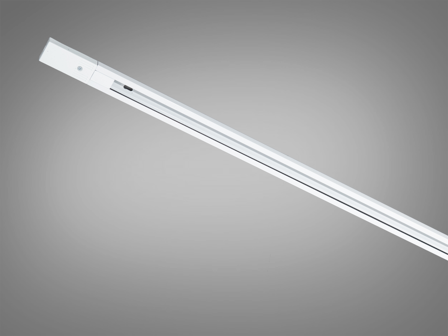 Довгий білий трековий профіль для освітлення, призначений для встановлення на стелю, забезпечує гнучкість у розміщенні світильників.
