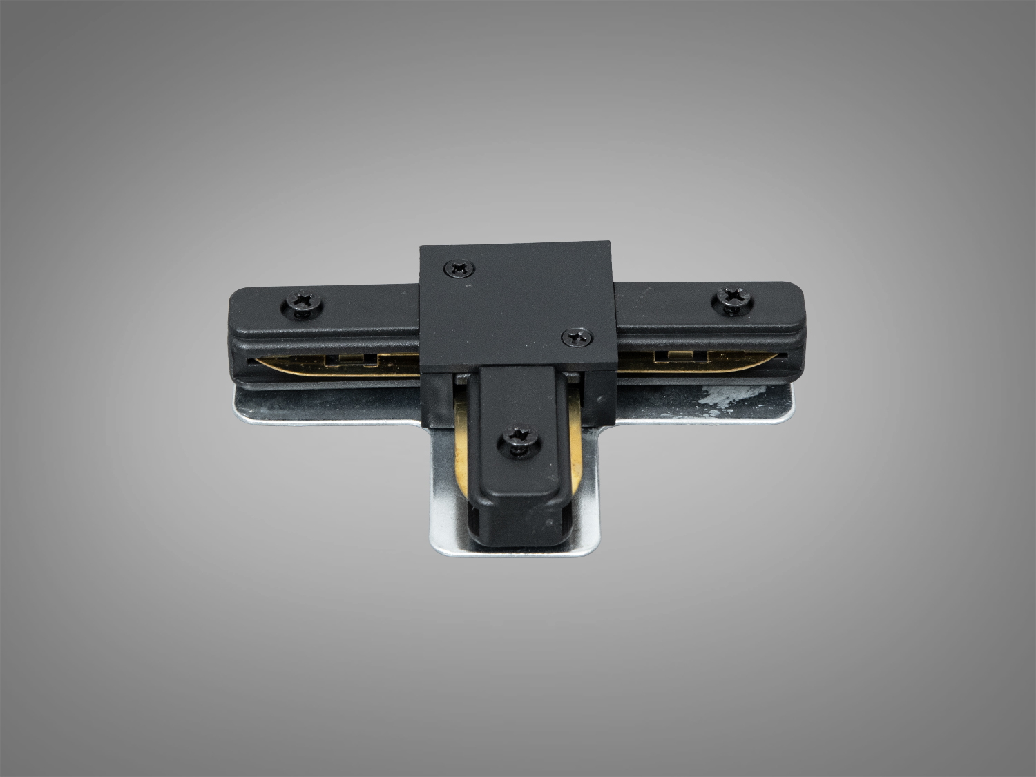 Т-подібний з′єднувач для трекових світильників з чорним корпусом, призначений для монтажу в інтер′єрі.