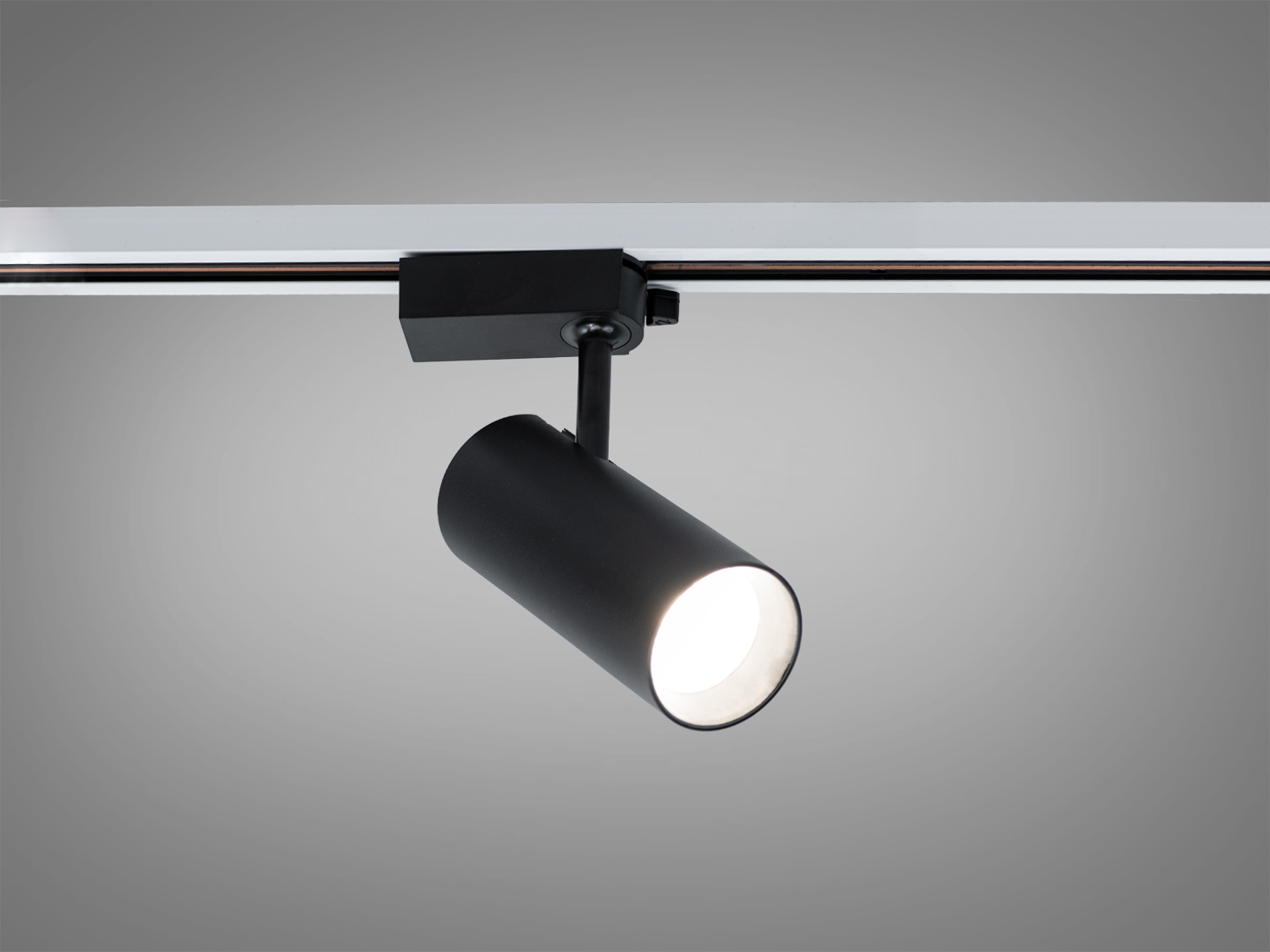 Чорний циліндричний трековий LED світильник Diasha 20 Вт для систем 220 В. Спрямоване біле світло для акцентів у житлових та комерційних просторах.