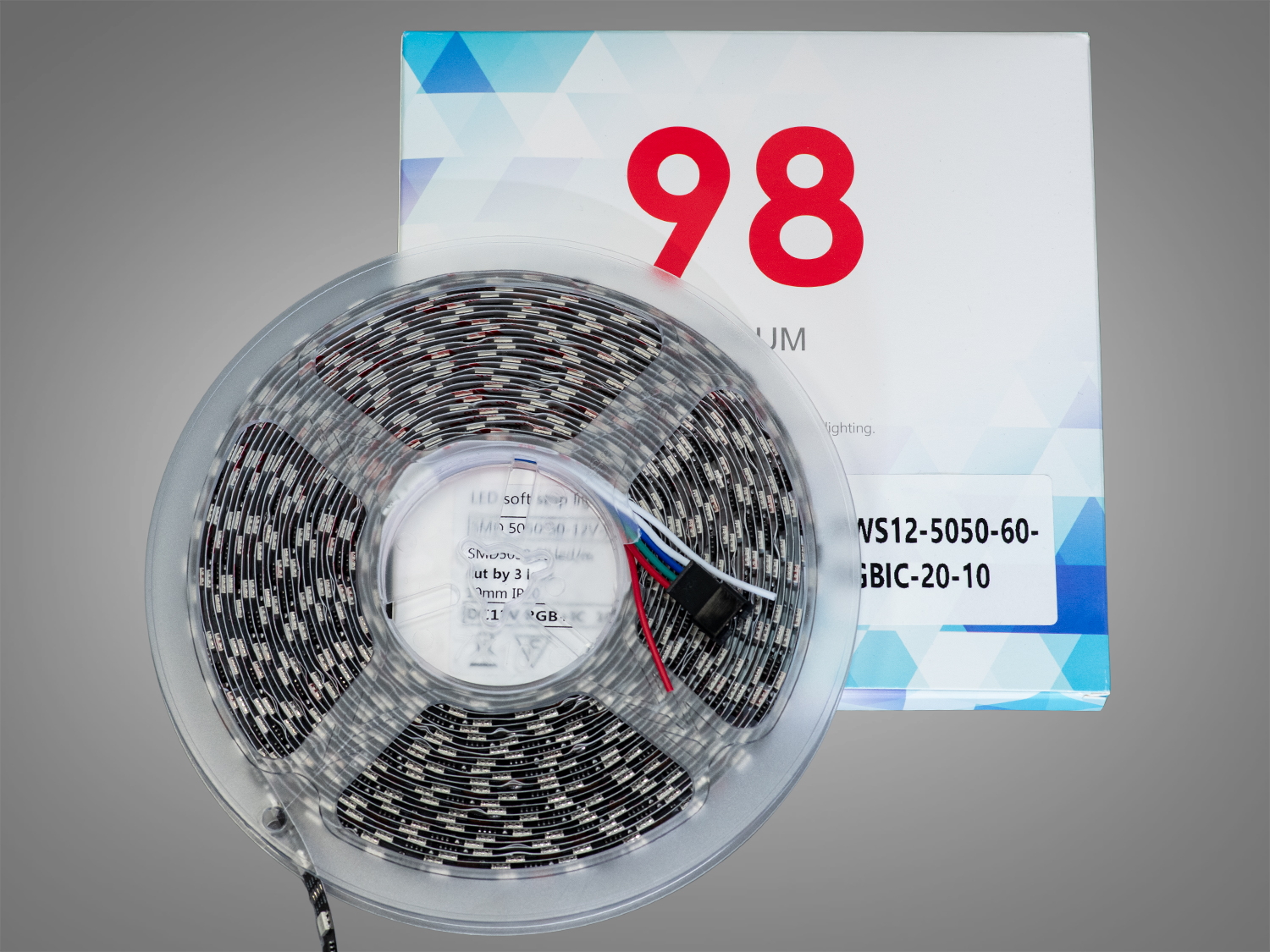 Адресна LED стрічка 12В, 60 діодів на метр, 10мм, RGB