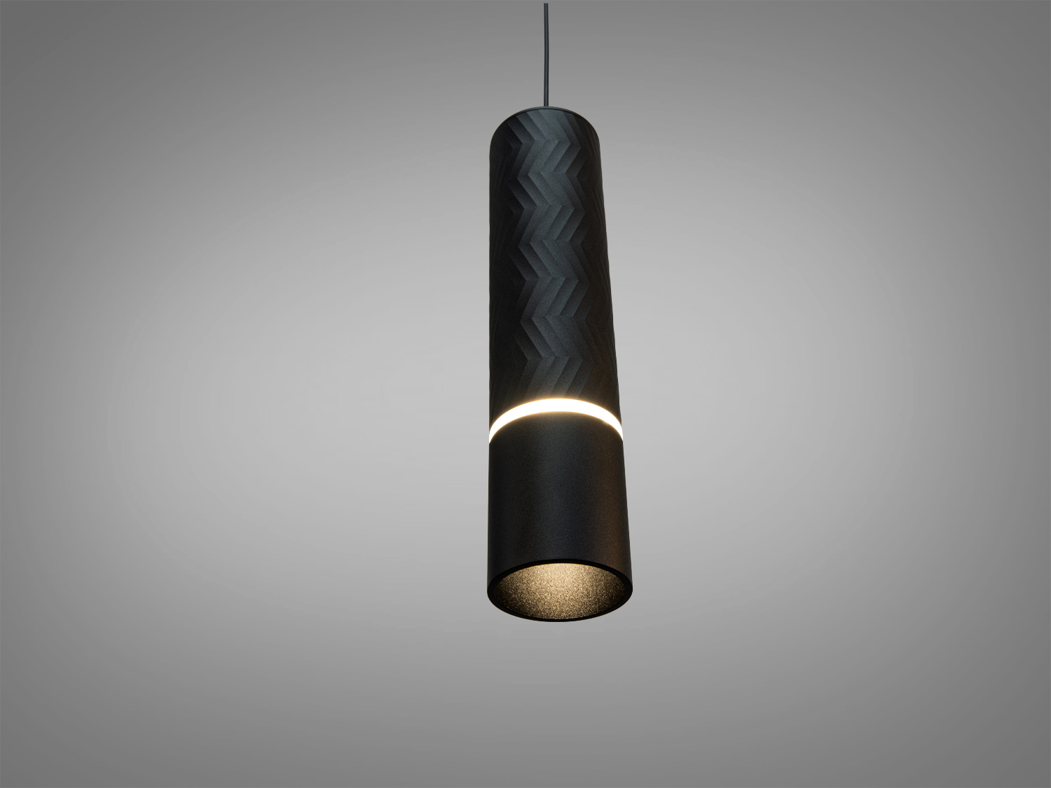 Циліндричний світильник з текстурованим покриттям, забезпечує спрямоване освітлення, ідеально підходить для робочих зон.