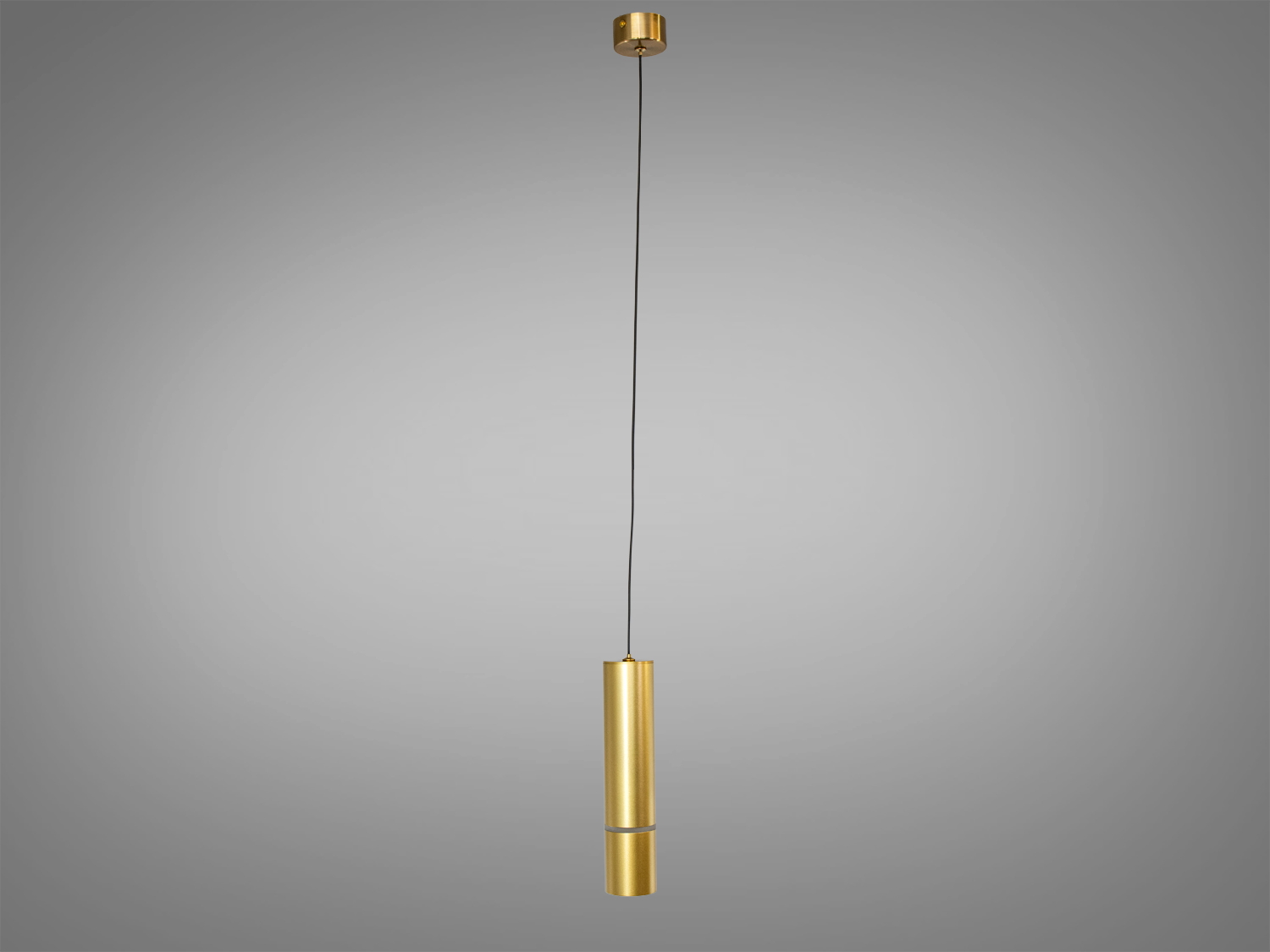 Підвісний світильник з тонким дротом для монтажу, золотистий металевий циліндр. Підходить для вітальні або офісу.
