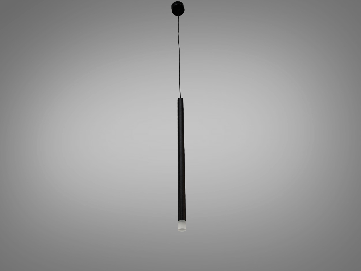 Чорний циліндричний підвісний світильник з LED-лампою, підходить для монтажу в сучасних приміщеннях.