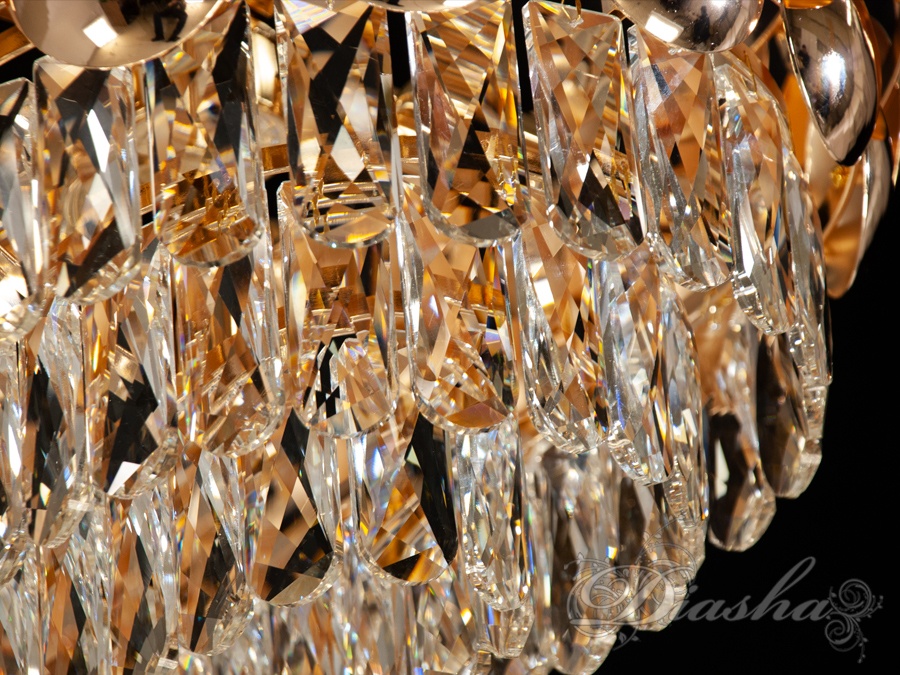 Кришталева люстра золота овальна 10 ламп
