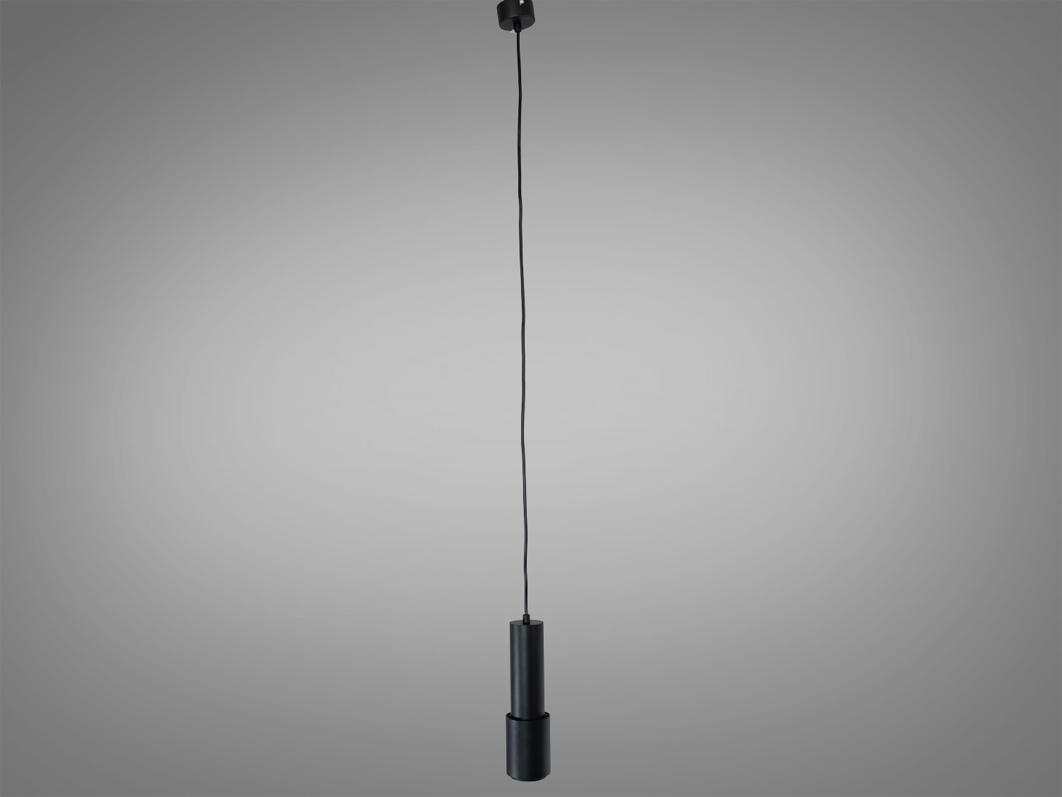 Довгий підвісний світильник на чорному дроті. Ідеальний для високих стель, забезпечує концентроване освітлення в приміщенні.