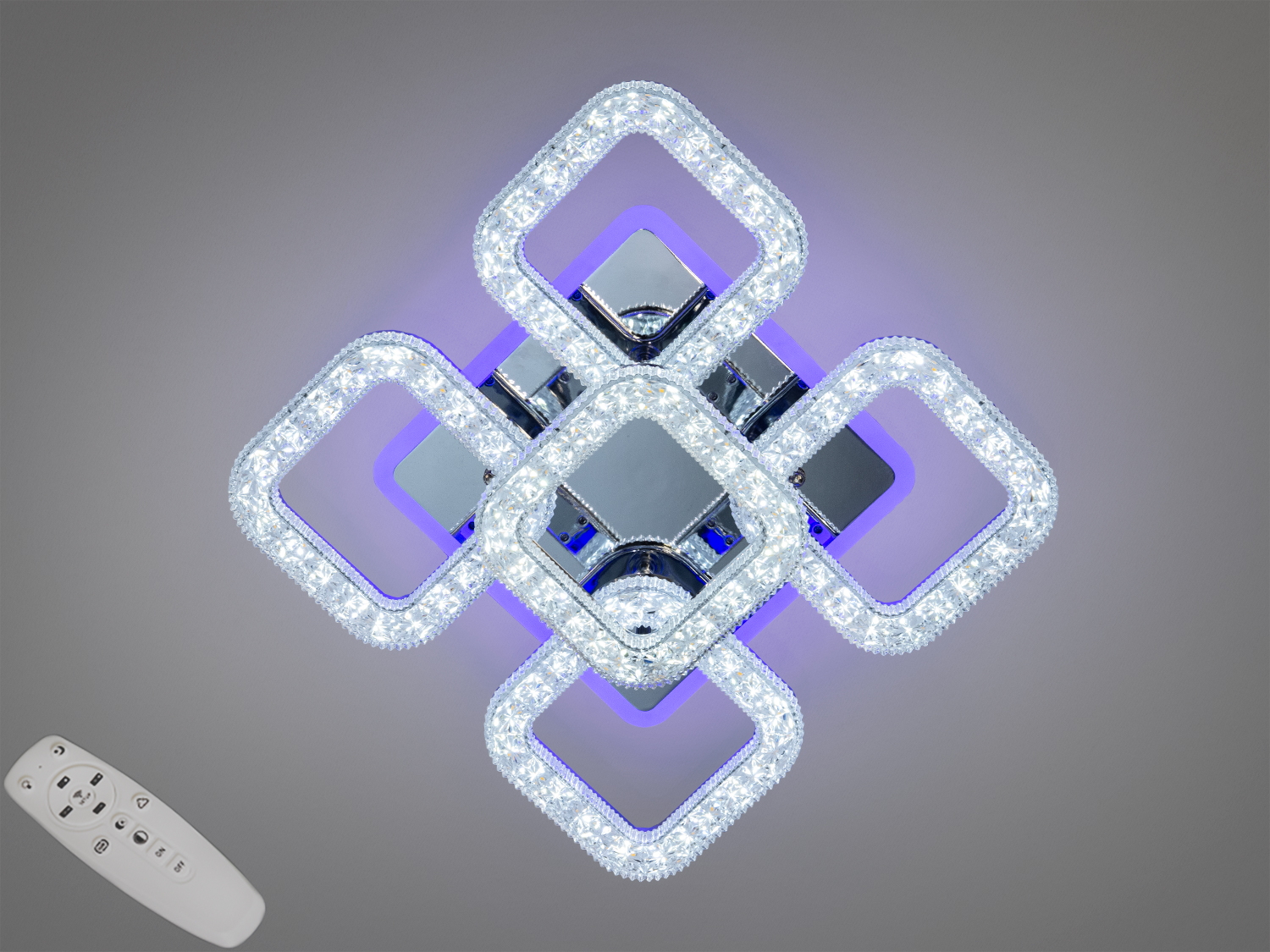 Світлодіодна люстра Diasha з пультом, 60W, хромована, серія Квадрати. Стильний дизайн та функціональність для будь-якого інтер′єру.