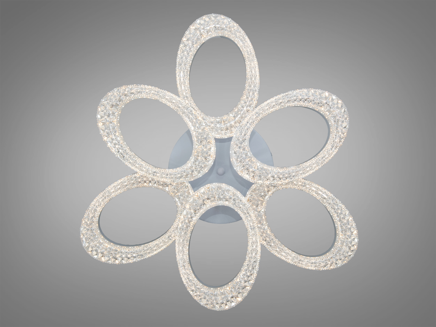 Стельовий світильник з шістьма овальними LED кільцями, що створюють квітковий візерунок. Призначений для сучасного інтер′єру.