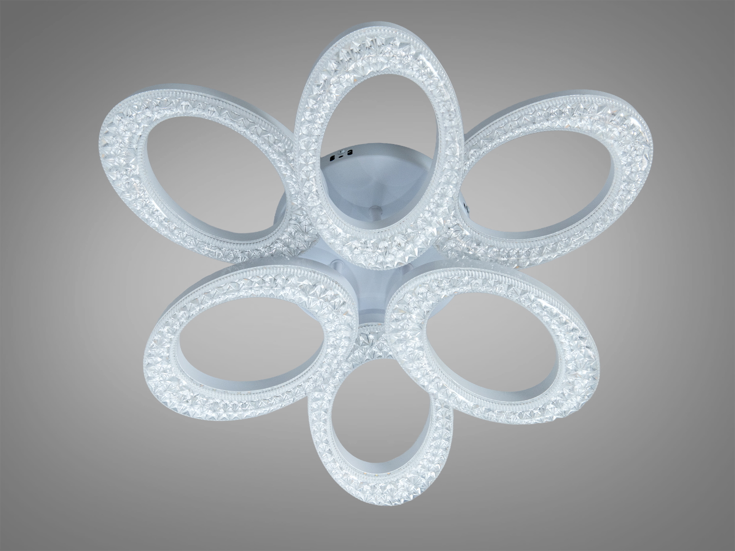 Стельова LED люстра біла 60 Вт 6 кілець пульт