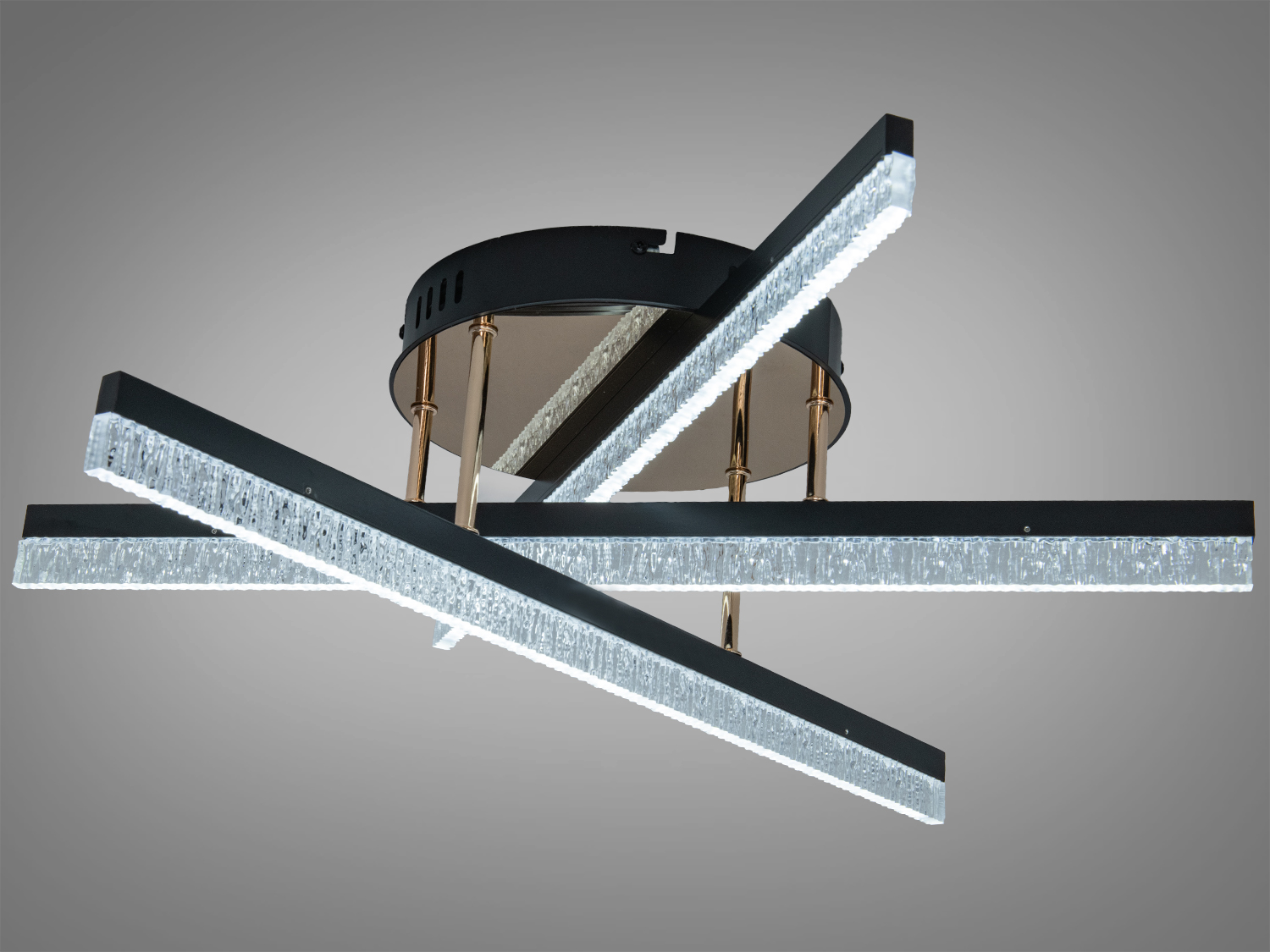 Світлодіодна стельова люстра Diasha, 48 Вт, чорна, без пульта. Для кімнат до 8 м², акриловий розсіювач, сучасний дизайн і накладний монтаж.