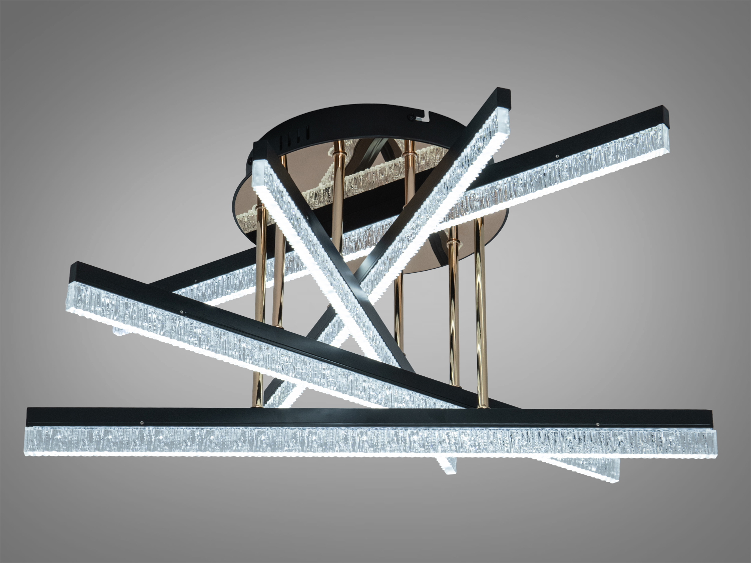 Світлодіодна стельова люстра 72 Вт, чорна. Підходить для кімнат до 12 м², стельовий монтаж, керування настінним вимикачем без пульта.