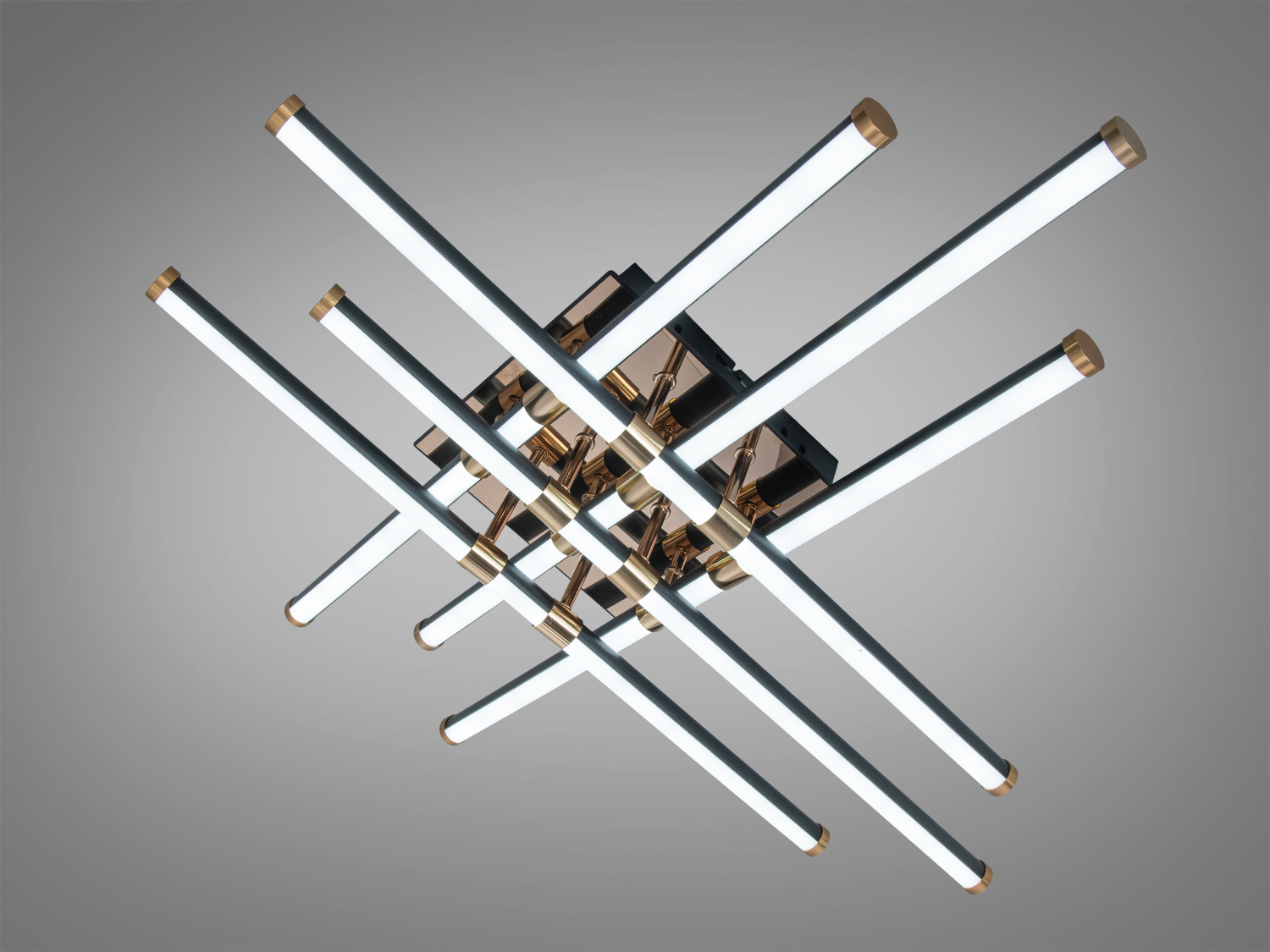 Світлодіодна стельова люстра Diasha, 80 Вт, чорна. Для кімнат до 14 м², монтаж до стелі, без пульта, сучасний дизайн з акриловими розсіювачами.