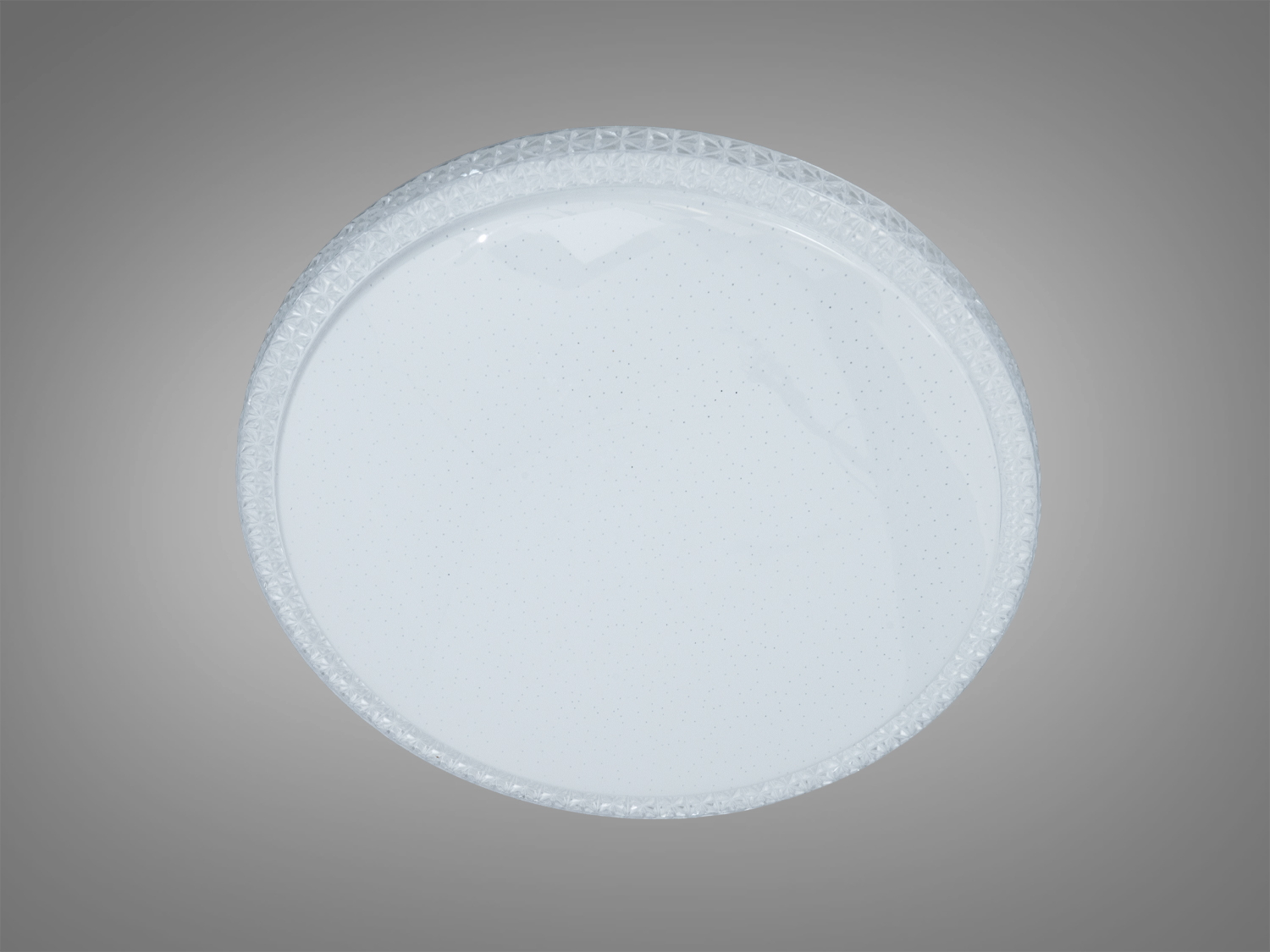 Лампа з прозорим візерунчастим обідком, що підходить для монтажу на стелі, створює стильну атмосферу в будь-якому приміщенні.