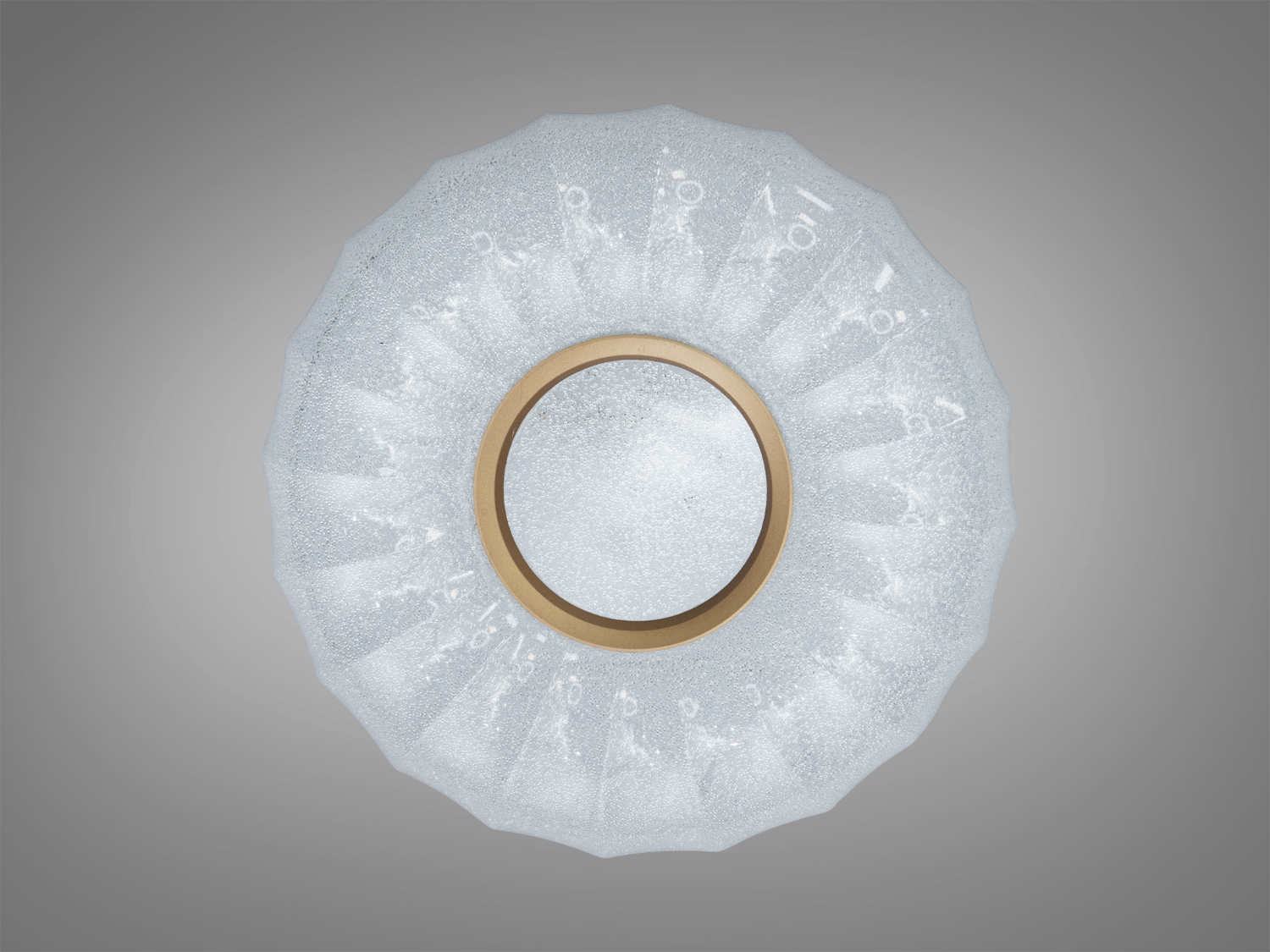 Світлодіодна стельова люстра Diasha 34 Вт для кімнат до 6 м². Білий корпус із золотою вставкою, без пульта, рівномірне м’яке освітлення.