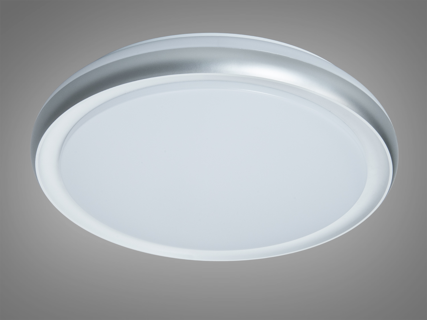 Світлодіодна стельова панель 58 Вт у сірому кольорі без пульта. Рівномірне освітлення для кімнат до 10 м², накладний монтаж, сучасний дизайн.