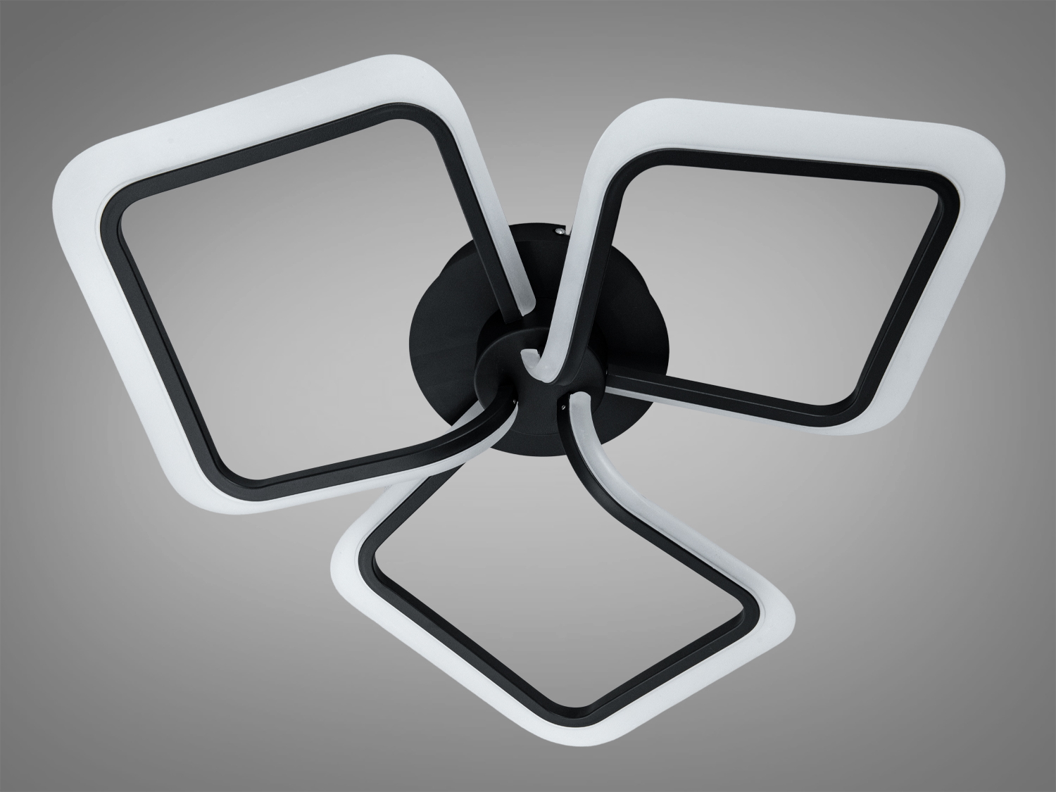 Стельовий світильник з трьома квадратними LED-контурними елементами. Підходить для мінімалістичного дизайну.