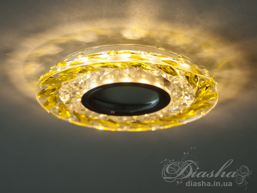 Захоплюючий кришталевий точковий світильник із LED підсвічуванням, вінок колосків жовтогарячого кольору