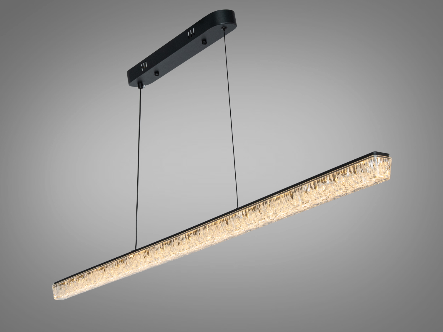 Лінійна підвісна LED люстра Diasha, 31W, ~1705 lm, чорний колір, акриловий «кришталевий» розсіювач, 3 режими CCT (3200/4100/6000К), регулювання висоти, керування вимикачем.