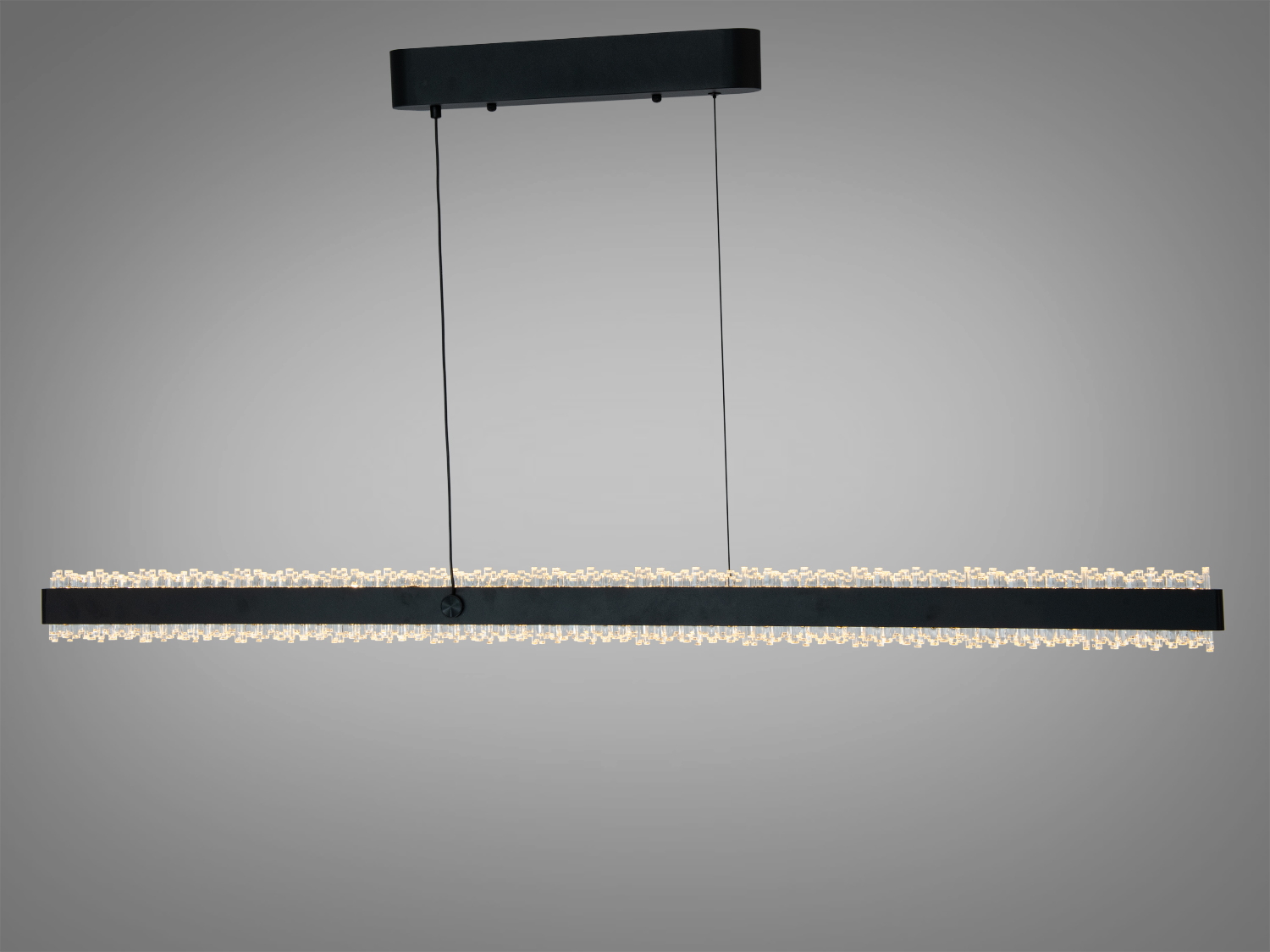 Підвісна LED люстра, 62W, 3410 lm, чорний метал і акрил. Три режими 3200/4100/6000K, регульований підвіс, для кімнат до ~11 м².