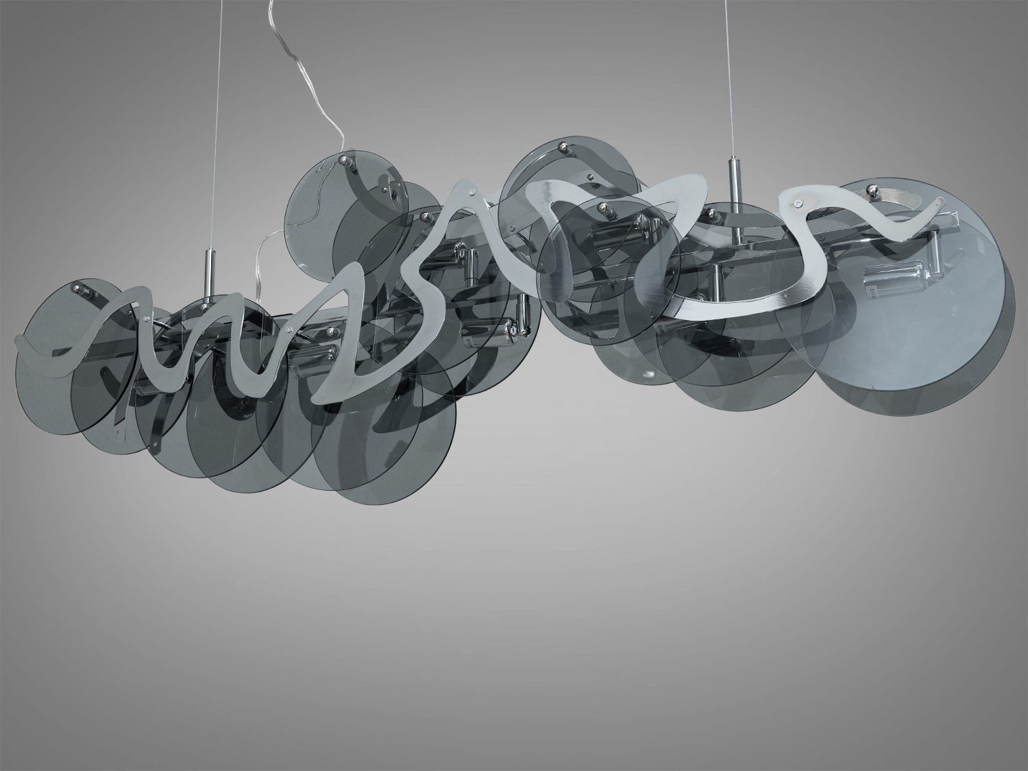 Ексклюзивна люстра підвіс з круглими скляними елементами, 7 ламп