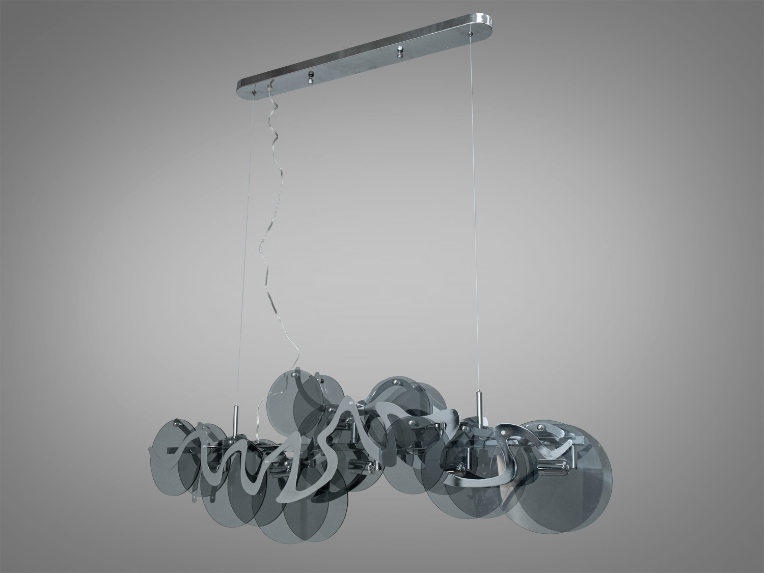 Ексклюзивна люстра підвіс з круглими скляними елементами, 7 ламп