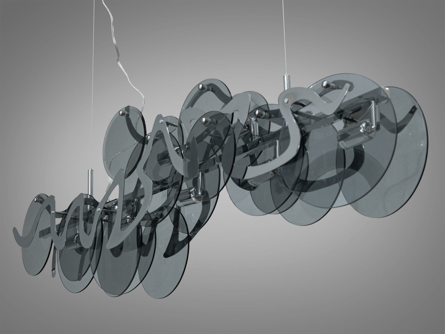 Ексклюзивна люстра підвіс з круглими скляними елементами, 7 ламп